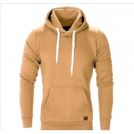 Fashion Men Outdoor Sports Sweater Casual Solid Color Hooded Top Velvet Sweater Coat